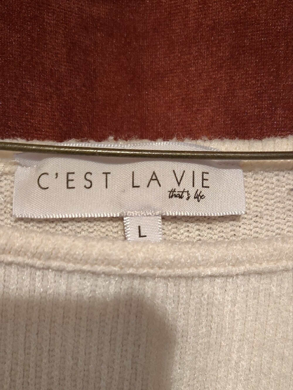 Cream Ribbed Pullover Sweater - Picture 4 of 5